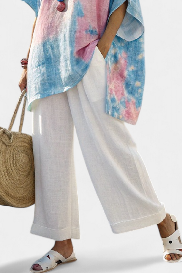 Elisea | Conjunto Top Lino Relajado y Pantalón Bambú a Rayas