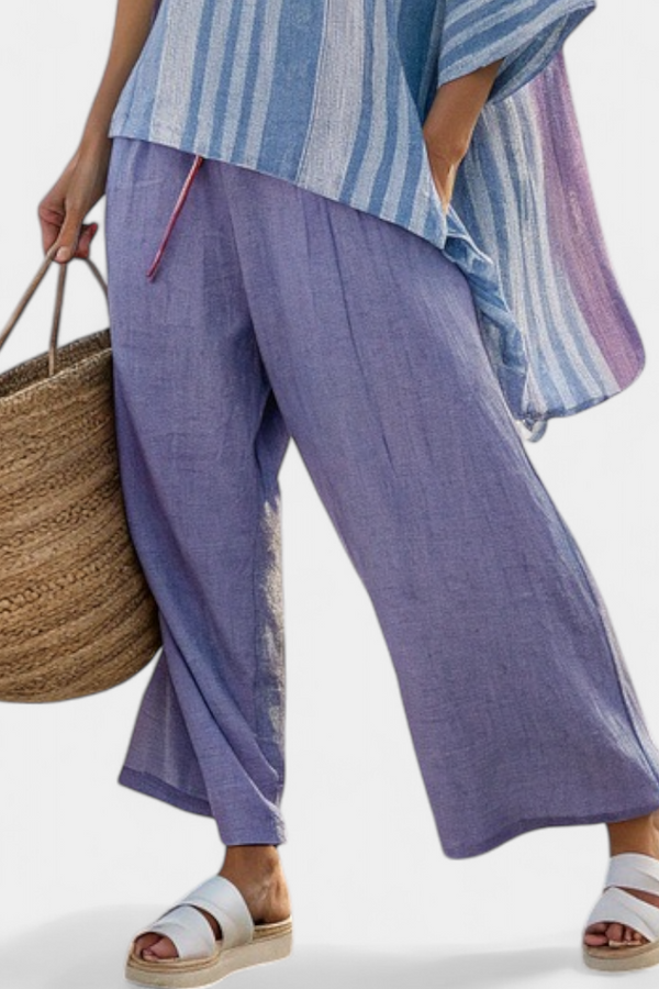 Sophia | Conjunto Top Lavanda y Azul Cielo con Pantalón Lino