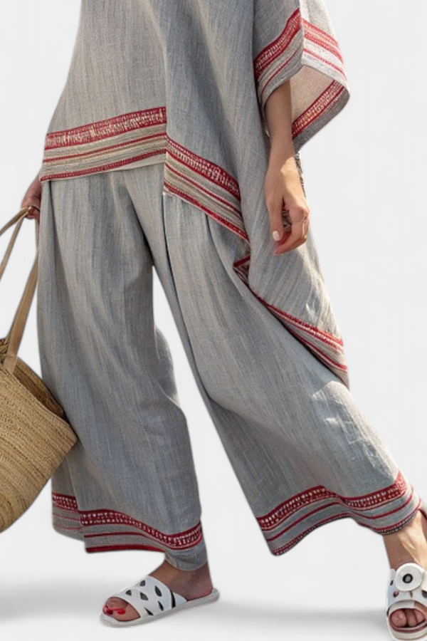 Ruby | Conjunto Blusa Asimétrica y Pantalón Étnico Ancho