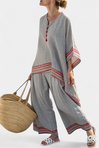 Ruby | Conjunto Blusa Asimétrica y Pantalón Étnico Ancho