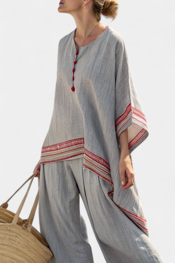 Ruby | Conjunto Blusa Asimétrica y Pantalón Étnico Ancho