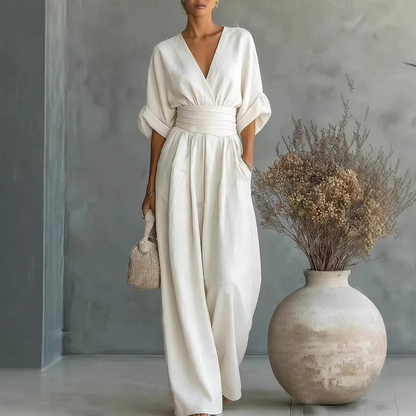 Vestido de Escote en V con Espalda Descubierta