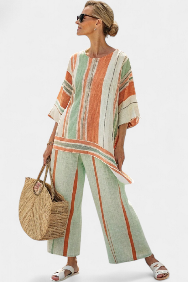 Grace | Conjunto Top Asimétrico y Pantalón de Pierna Ancha