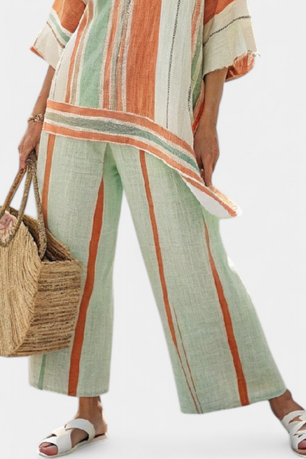 Grace | Conjunto Top Asimétrico y Pantalón de Pierna Ancha