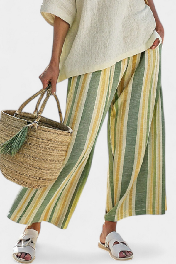 Iris | Conjunto Top Elegante y Pantalón Lino a Rayas