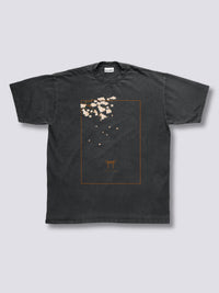 Estampado Frontal Flor de Melocotón Camiseta Vintage