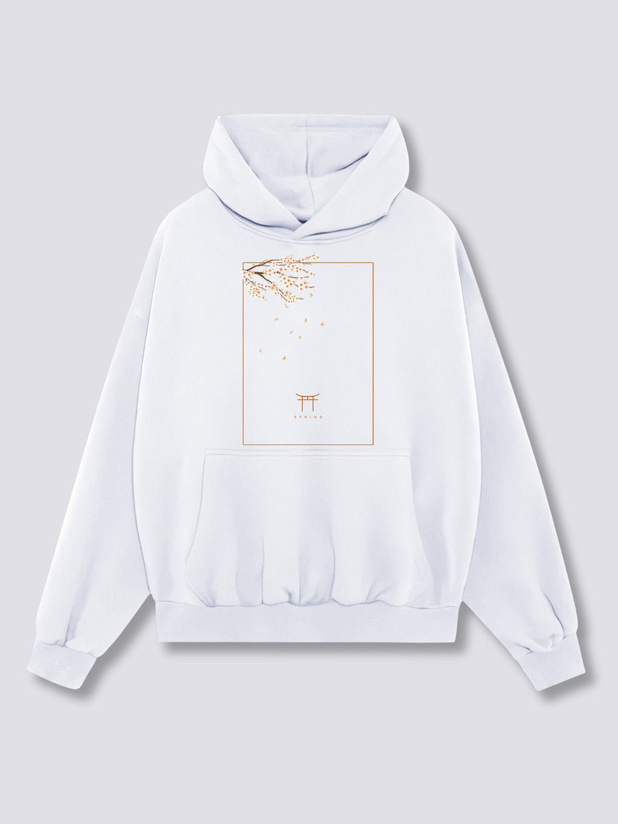 Estampado Frontal - Flor de Melocotón Sudadera con Capucha