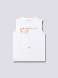 Estampado Frontal - Flor de Melocotón Camiseta sin Mangas