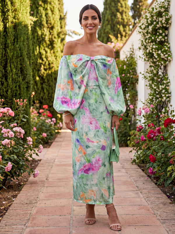 Lindaraja · Vestido Largo con Estampado Acuarela