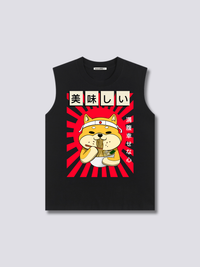 Estampado Frontal - Ramen Shiba Camiseta sin Mangas
