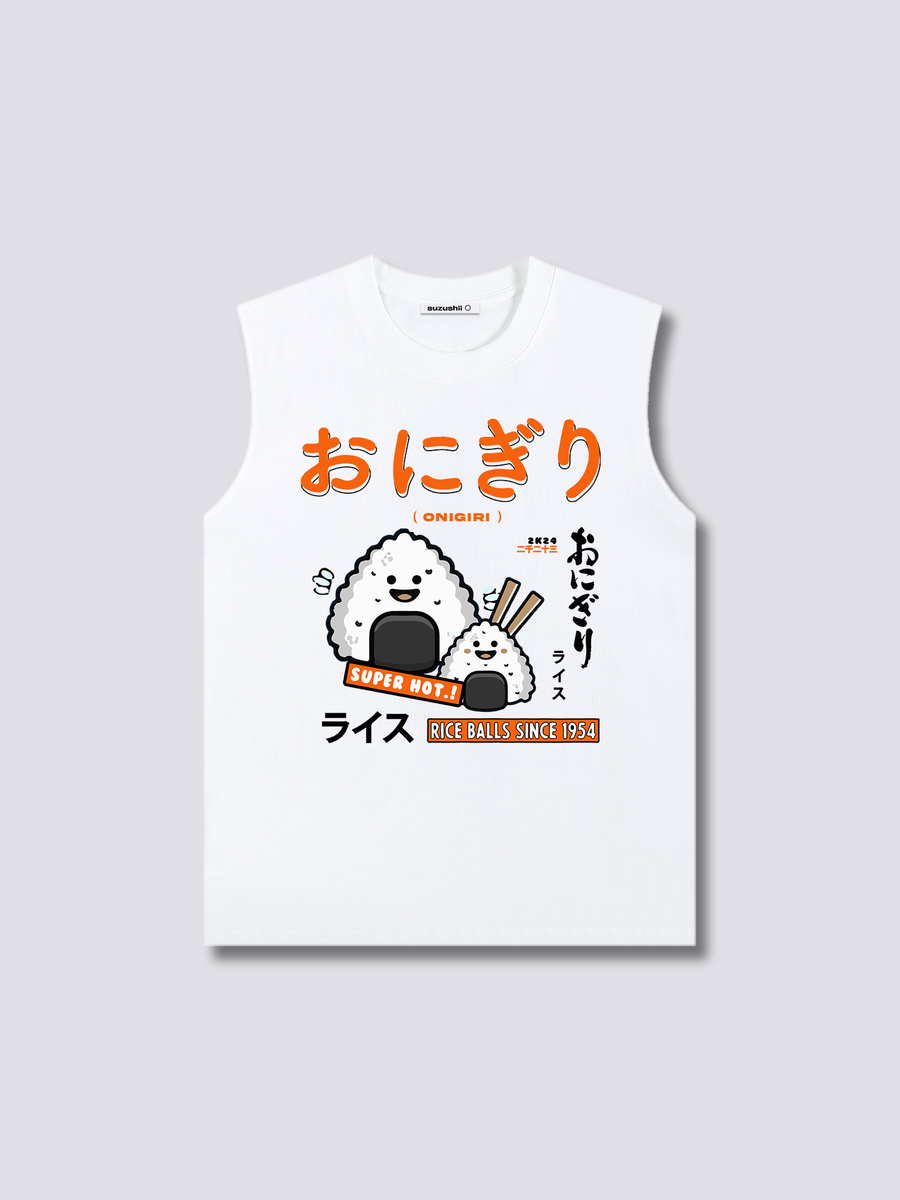 Estampado Frontal - Bola de Arroz Camiseta sin Mangas