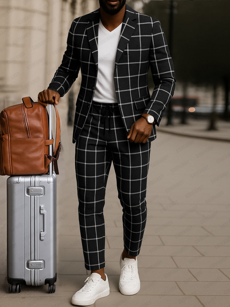 Conjunto Blazer Pantalón Cuadros Clásico
