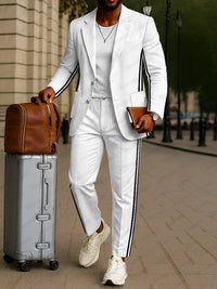 Conjunto Blazer Pantalón Panel de Rayas Elegante