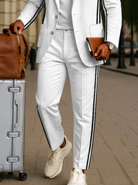 Conjunto Blazer Pantalón Panel de Rayas Elegante