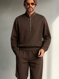 Conjunto Cuello Mock Top Pantalón Recto Minimalista