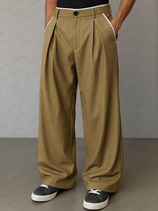 Pantalón Recto Corte Recto con Ribete Contrastado