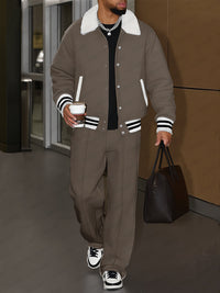 Conjunto Chaqueta Pantalón Casual Urbano con Peluche