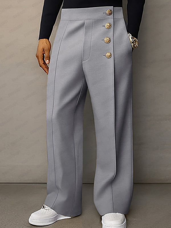Pantalón Traje con Detalle de Botones Refinado