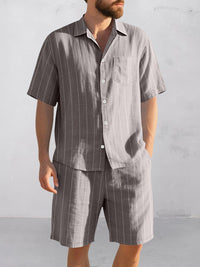 Conjunto Camisa Rayas Algodón Shorts Cómodo