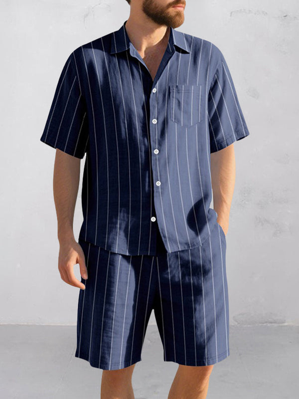Conjunto Camisa Rayas Algodón Shorts Cómodo