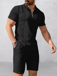 Conjunto Polo Texturizado Shorts Moderno