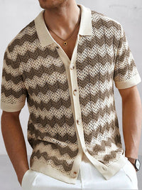 Camisa Punto Jacquard Calado Estilosa