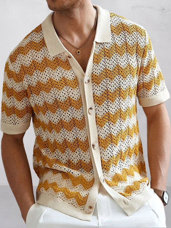 Camisa Punto Jacquard Calado Estilosa