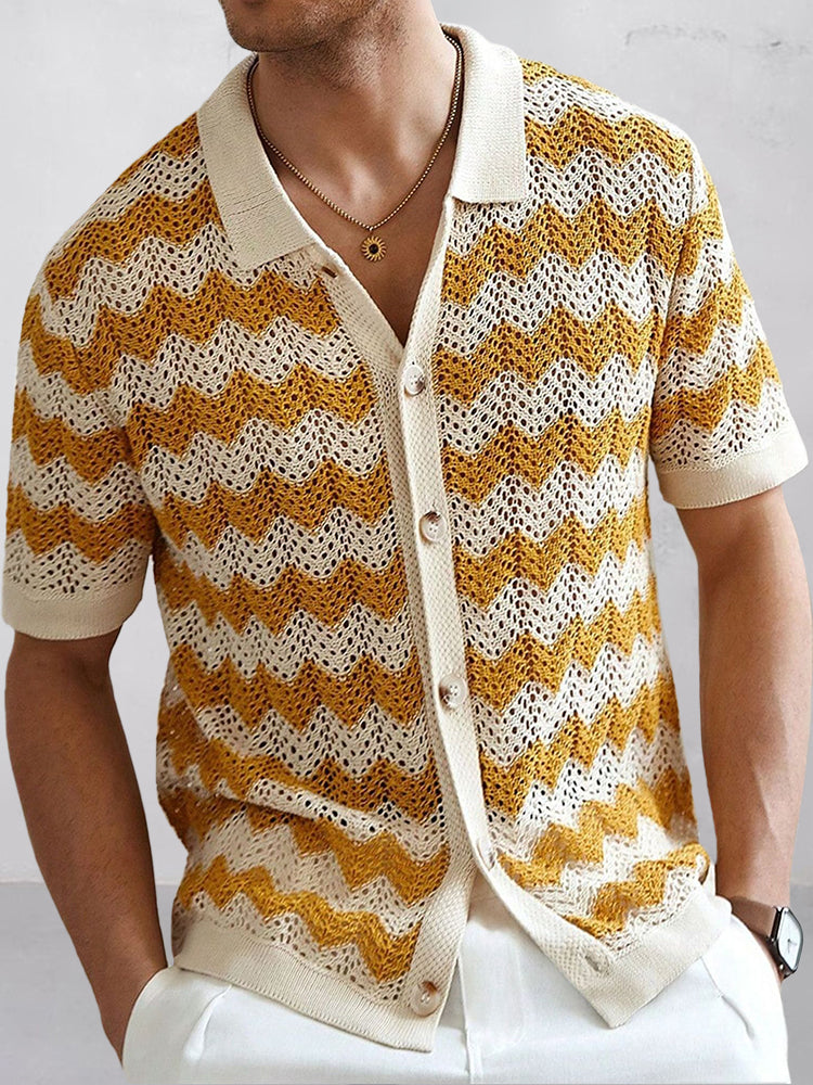 Camisa Punto Jacquard Calado Estilosa