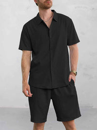 Conjunto Camisa Jacquard Shorts Casual