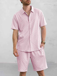 Conjunto Camisa Jacquard Shorts Casual