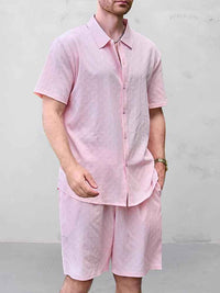Conjunto Camisa Jacquard Shorts Casual
