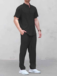 Conjunto Camisa Henley Jacquard Pantalón Ocio