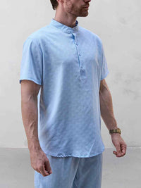Conjunto Camisa Henley Jacquard Pantalón Ocio