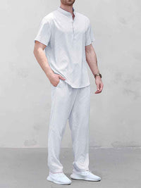 Conjunto Camisa Henley Jacquard Pantalón Ocio