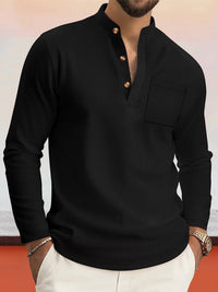 Camisa Henley Waffle Casual Cómoda