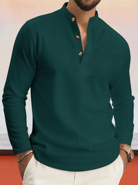 Camisa Henley Waffle Casual Cómoda