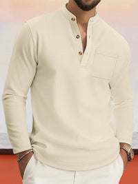 Camisa Henley Waffle Casual Cómoda