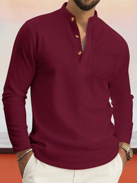 Camisa Henley Waffle Casual Cómoda