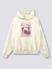 Estampado Frontal - Leche de Fresa Sudadera con Capucha