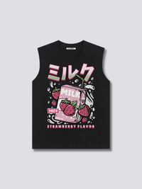 Estampado Frontal - Leche de Fresa Camiseta sin Mangas