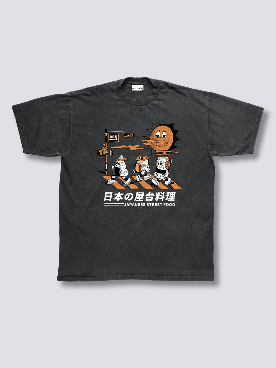 Estampado Frontal - Calle Comida Camiseta Vintage