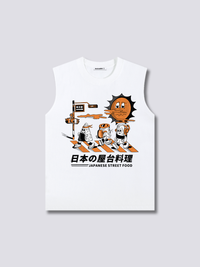 Estampado Frontal - Calle Comida Camiseta sin Mangas