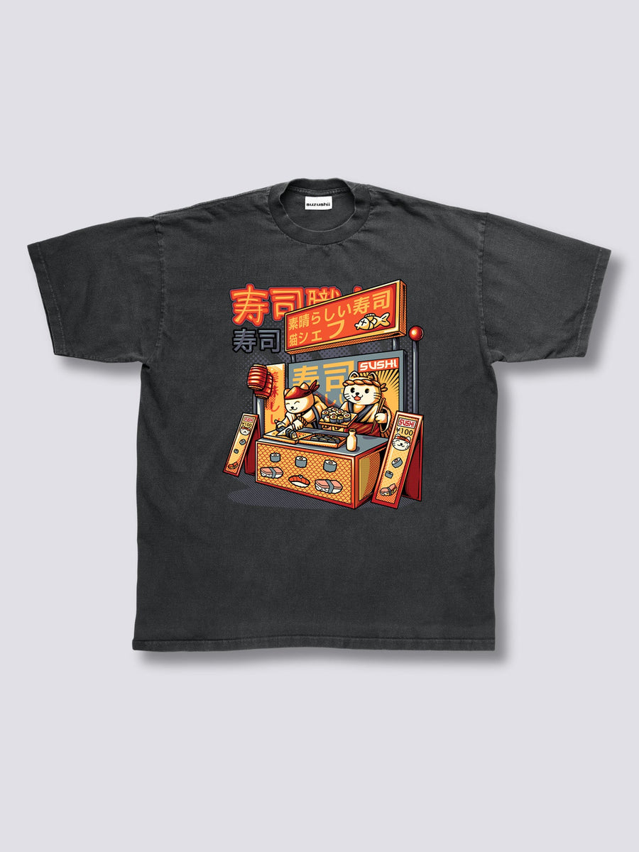 Estampado Frontal - Tienda de Sushi Camiseta Vintage
