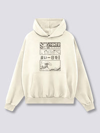 Estampado Frontal - Ola de Tokio Sudadera con Capucha