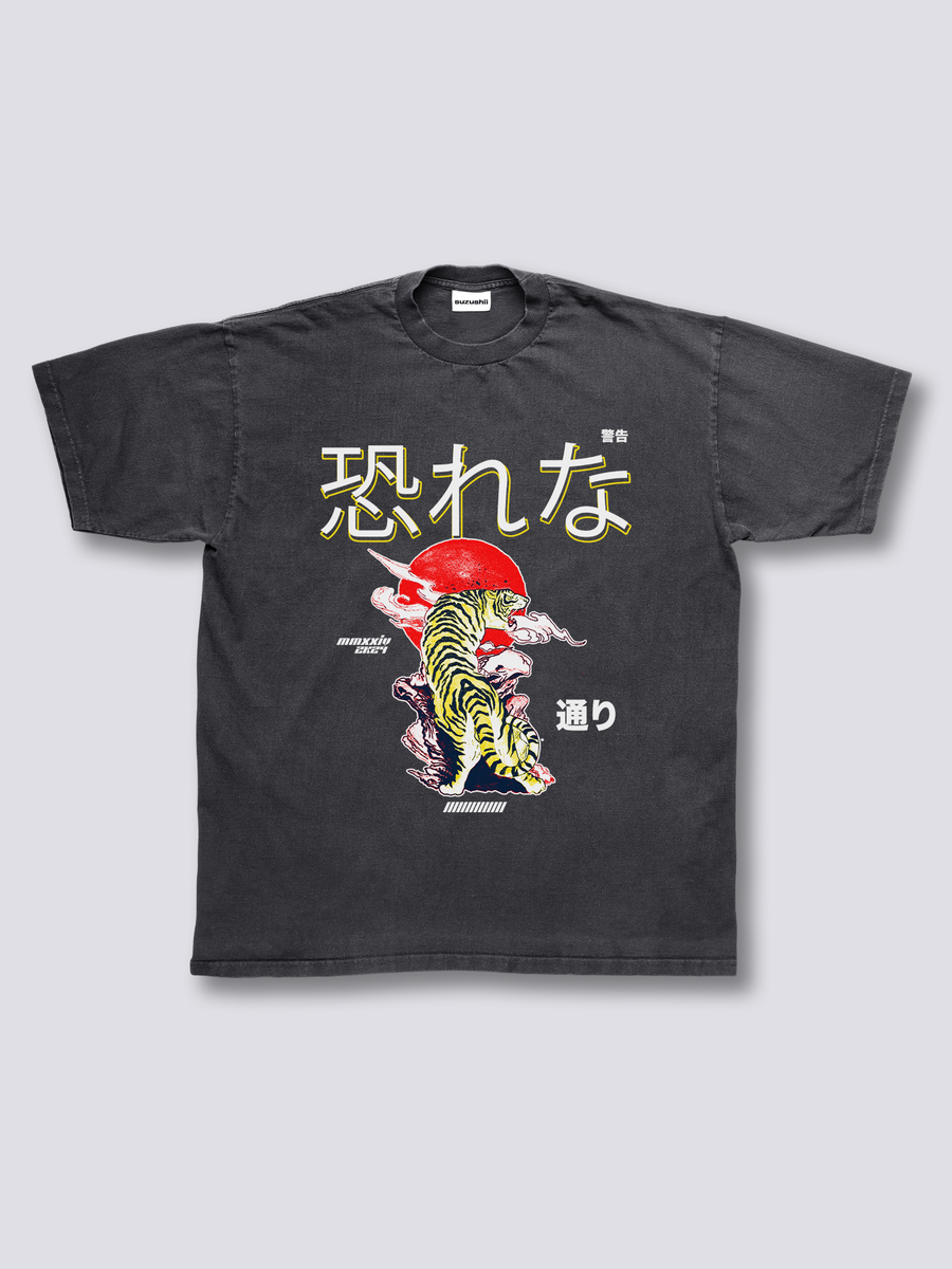 Estampado Frontal - Japón Tigre Camiseta Vintage