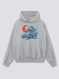 Estampado Frontal - Ondulado Fénix Sudadera con Capucha