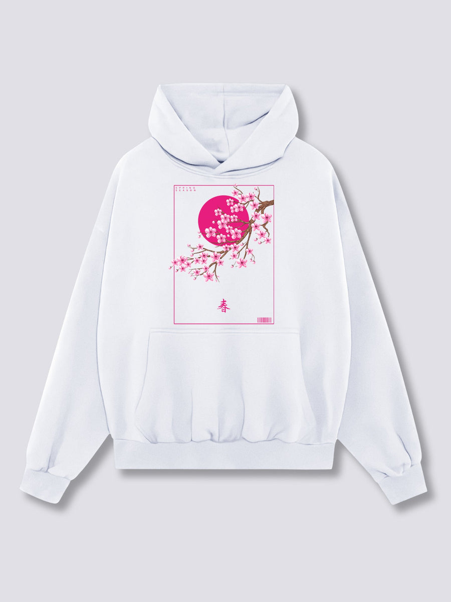 Estampado Frontal - Flor de Primavera Sudadera con Capucha