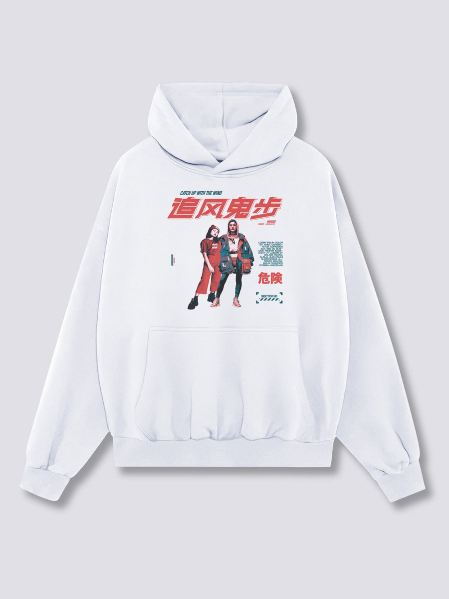 Estampado Frontal - Viento Sudadera con Capucha