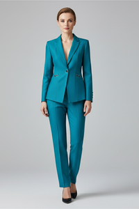 Conjunto de blazer de un botón y pantalón recto para mujer™