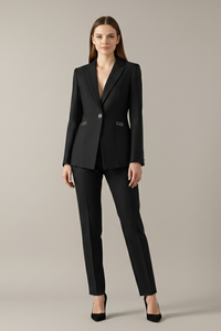 Conjunto de blazer de un botón y pantalón recto para mujer™